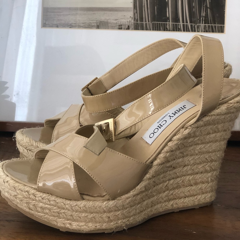 Jimmy Choo raffia wedge 40 new with box